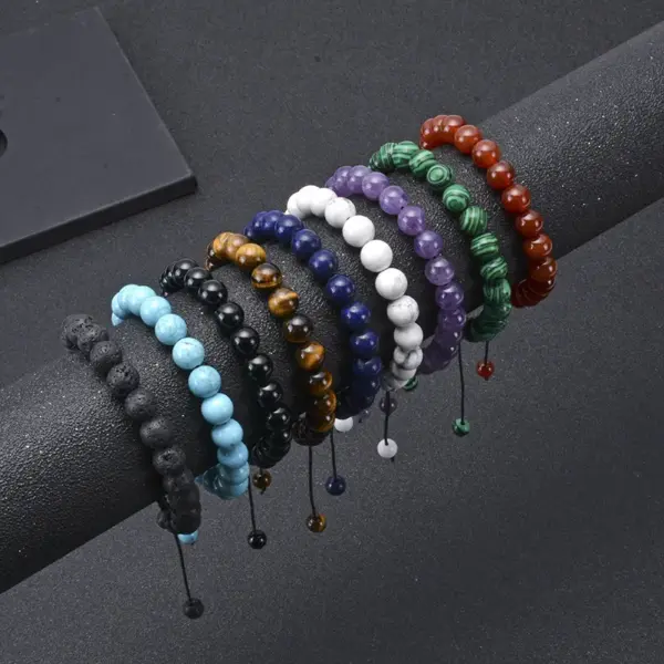 Wholesale Simple Style Multicolor Agate Tiger Eye Lapis Lazuli Bracelets