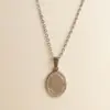 Wholesale 304 Stainless Steel Simple Zircon Point Drill Oval Single Pendant Necklace Waterproof Non-Fading Unisex Cable Chain