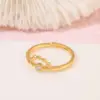 Wholesale Geometric Open Ring For Women In Copper With 14K Real Gold Plating And Zircon Inlay, Perfect For Spring