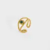 Wholesale PVD Coated Real Gold Plated 18K Gold Eye 304 Stainless Steel Streetwear Waterproof Non Tarnish Open Ring
