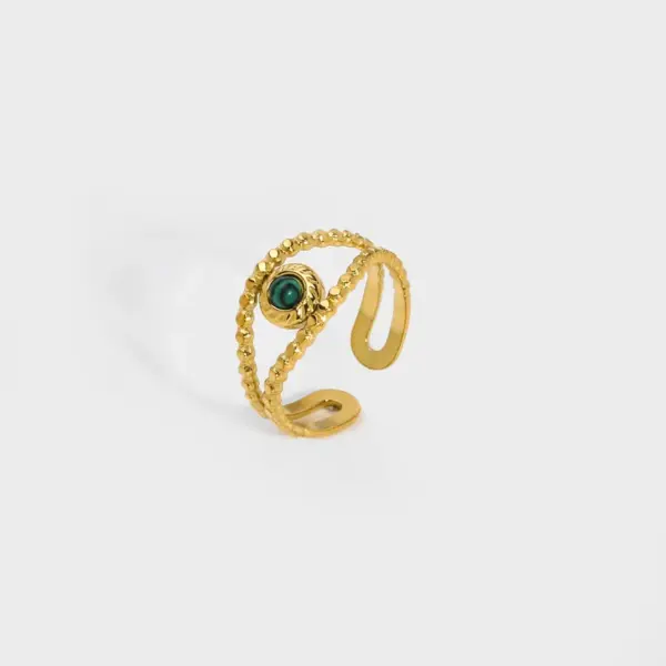 Wholesale PVD Coated Real Gold Plated 18K Gold Eye 304 Stainless Steel Streetwear Waterproof Non Tarnish Open Ring