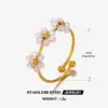 Wholesale Ion Plating (IP) 18K Gold Plated Flower 304 Stainless Steel IG Style Sweet Waterproof Non Tarnish Open Rings - Nihaojewelry