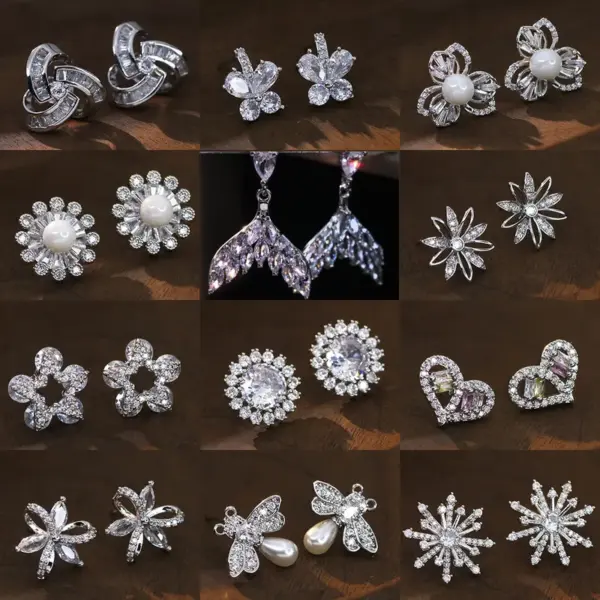 Wholesale Pearl Earrings With Zircon Round Flower Sensual Trendy Jewelry For Women Bohemian Style