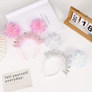 oly-52d5b90a0c024711c3cae359893c883c Wholesale Colorful Bright Rain Silk Fur Ball Spring Headband Kidsren's Happy Birthday Party Dress up Headband Creative Laser Hair Accessories
