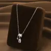 Wholesale New Sparkling Tassel Square Pendant Accessories Titanium Steel Necklace Niche Design Sense High-End Micro-Inlaid Zirconia Clavicle Chain Electroplated (Including Color Retention Layer)