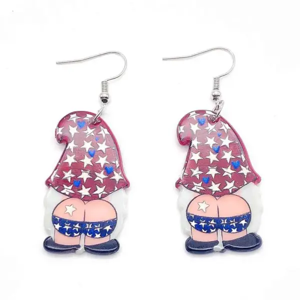 Wholesale Acrylic Earrings American Independence Day Flag Dwarf Style Geometric Pattern Cartoon Character Women's Jewelry