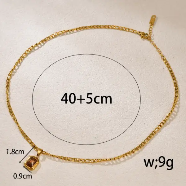 Wholesale 304 Stainless Steel Square PVD Coated Zircon 18K Real Gold Plated Simple Style Classic Style Waterproof Non Tarnish Inlay Cable Chain Lobster Trigger Clasp Closure Gold Pendant Necklace