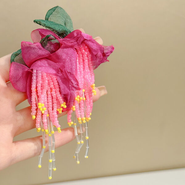 Wholesale Silver Needle Internet Celebrity Fabric Flower Earrings Super Fairy Handmade Beads Fairy Small Fresh Flower Earrings Niche Earrings for Women
