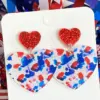 Wholesale Acrylic Floral Bohemian Earrings American Style Sensory Light Summer Independent Day Patriotic Wave Boho Geometric Pattern Women