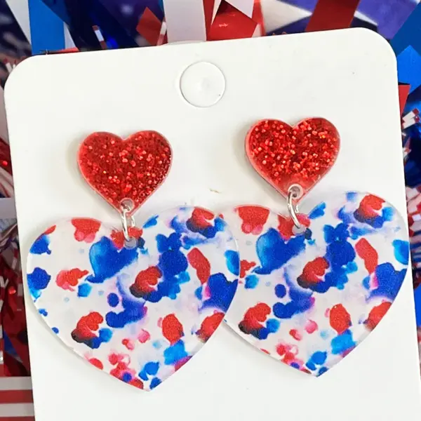 Wholesale Acrylic Floral Bohemian Earrings American Style Sensory Light Summer Independent Day Patriotic Wave Boho Geometric Pattern Women