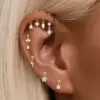 Wholesale Unisex Rotatable Cross Stud Earrings In 316L Stainless Steel With 18K Real Gold PVD Coating And Zircon Inlay