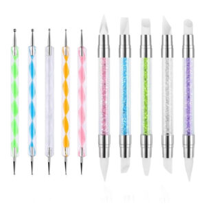 Cross-border hot-selling 10-piece manicure set g style (05 spiral point diamond pen + 03 double-headed silicone pen with diamond)