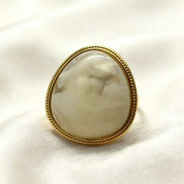 Wholesale Geometric Open Ring For Women In 304 Stainless Steel With PVD Coated Gold Plating And Resin Inlay, Exaggerated Style