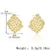 Wholesale Three-dimensional Geometric Stud Earrings For Women, Electroplated Copper With 0.01µm Golden Plated Coating