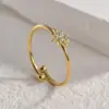 Wholesale PVD Coated Real Gold Plated 18K Solid Color 304 Stainless Steel Ball 201 Elegant Simple Style Commute Waterproof Non Tarnish Open Ring