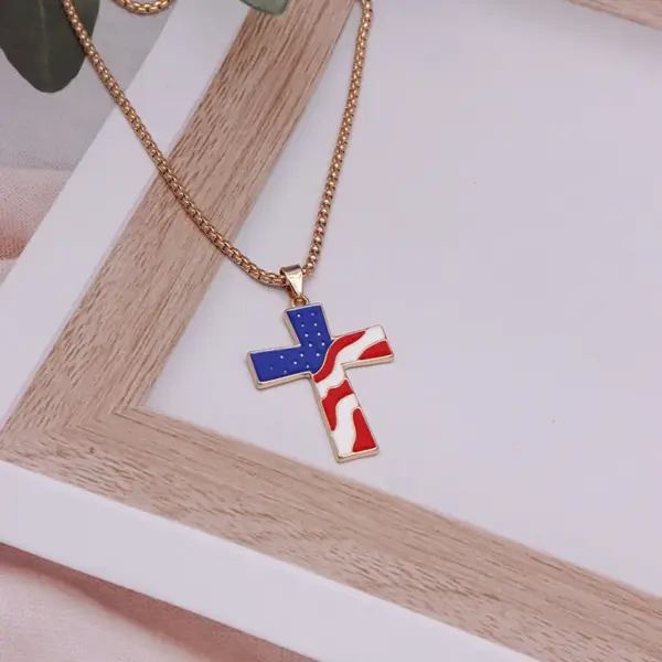 Wholesale American Flag Enamel Necklace In Alloy, Unisex Design With Sweet Style