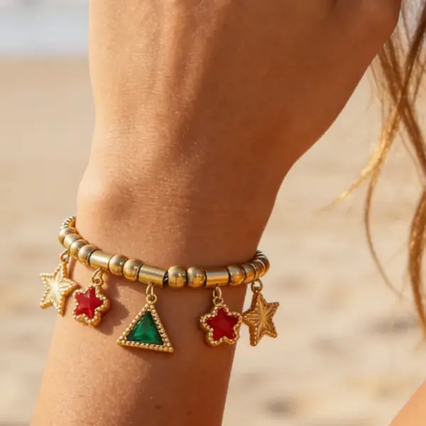 Wholesale Solid Color Couple Bracelets With 18K Real Gold Plated 304 Stainless Steel, Waterproof Non Tarnish, Featuring Zircon And Snake Chain