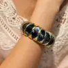 Wholesale Black Acrylic Bracelet Irregular Pattern Handmade Beaded Large Wide Jewelry Style - Nihaojewelry