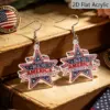 Wholesale Retro Star Print Drop Earrings In White & Red Acrylic With 304 Stainless Steel Posts For Women