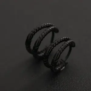 X604-B (double-layer Threaded Ear Buckle) Black Single Piece / Gift box