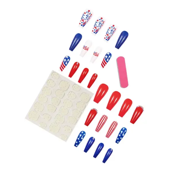Wholesale Flag Design Wearable Nail Stickers Medium Size Nail Art Stickers Retro French Cartoon Heart-shaped Floral