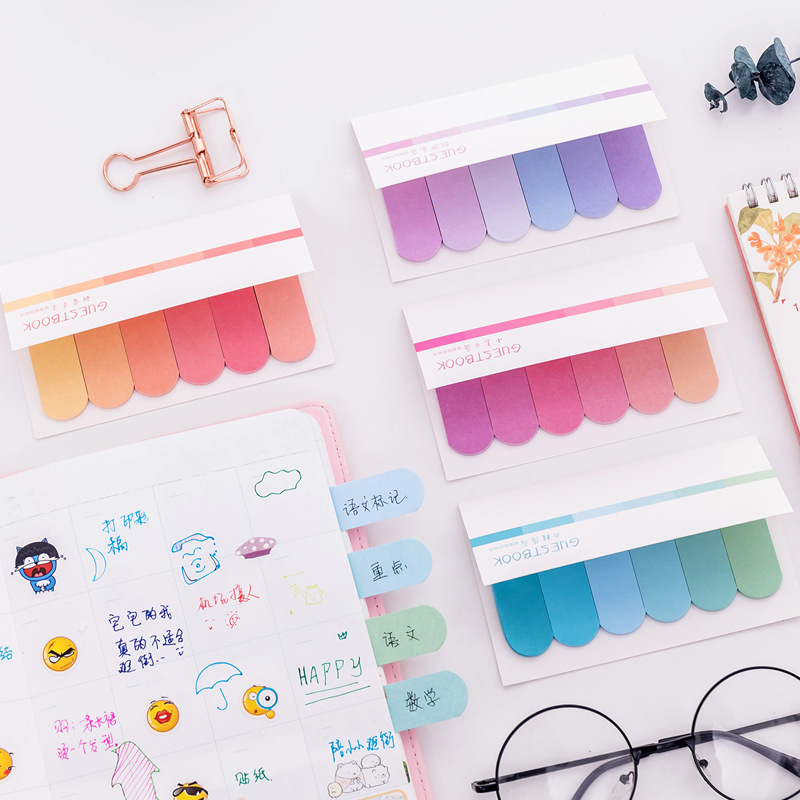 Wholesale Morandi six gradual change message N times sticky note note note paper simple portable student stationery