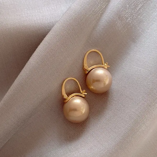 Wholesale Simple Style Round Alloy Inlay Pearl Women's Earrings
