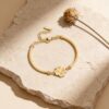 Wholesale Titanium steel four-leaf clover bracelet, vintage half-bangle bracelet