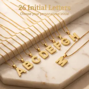 Wholesale Waterproof Non Tarnish Letter Necklace For Women With 18K Real Gold Plated 304 Stainless Steel And PVD Coated Box Chain