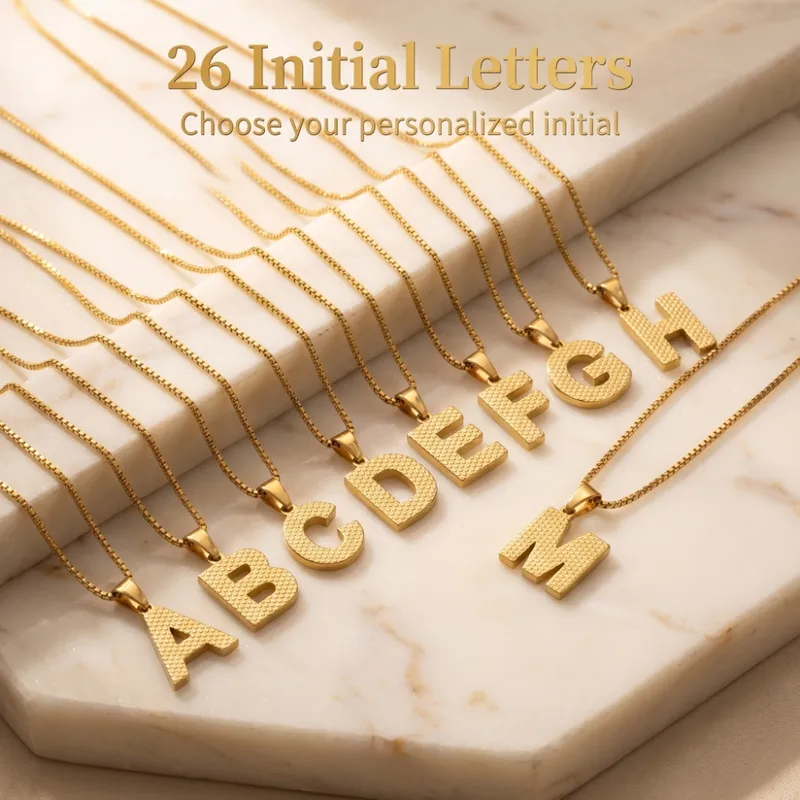 Wholesale Waterproof Non Tarnish Letter Necklace For Women With 18K Real Gold Plated 304 Stainless Steel And PVD Coated Box Chain