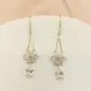 Wholesale Fashionable Luxury Snowflake Zircon Earrings Women's Versatile Waterdrop Ear Hook Elegant Bohemian Style Copper Jewelry