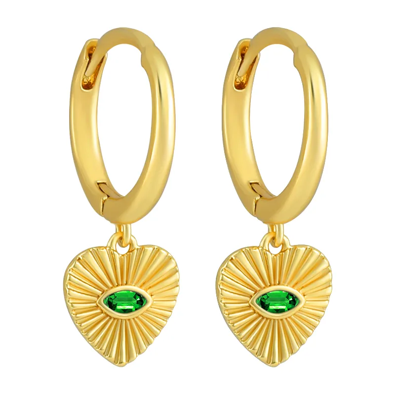 Wholesale Heart Shape Hypoallergenic Earrings For Women Featuring PVD Coated Copper With 18K Real Gold Plated And Zircon Inlay