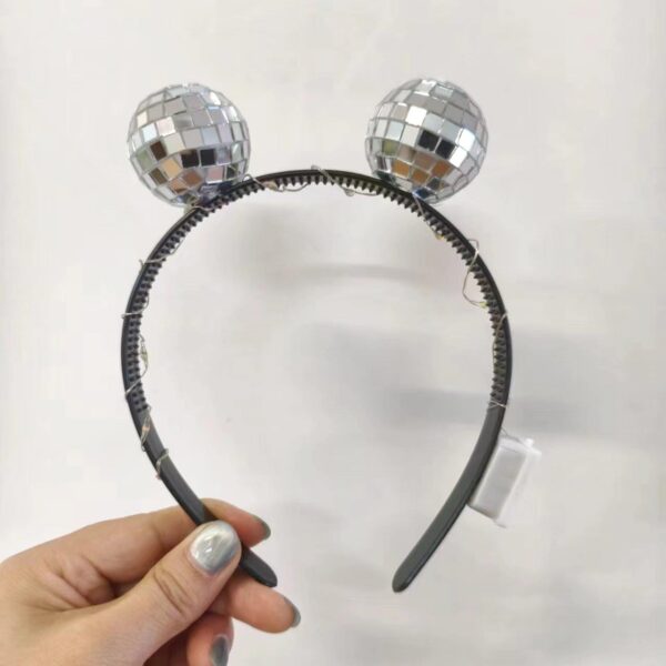 Wholesale  Explosive Disco Mirror Ball Hair Band Disco Ball silver LED Luminous Hair Band Disco Luminous Hair Band