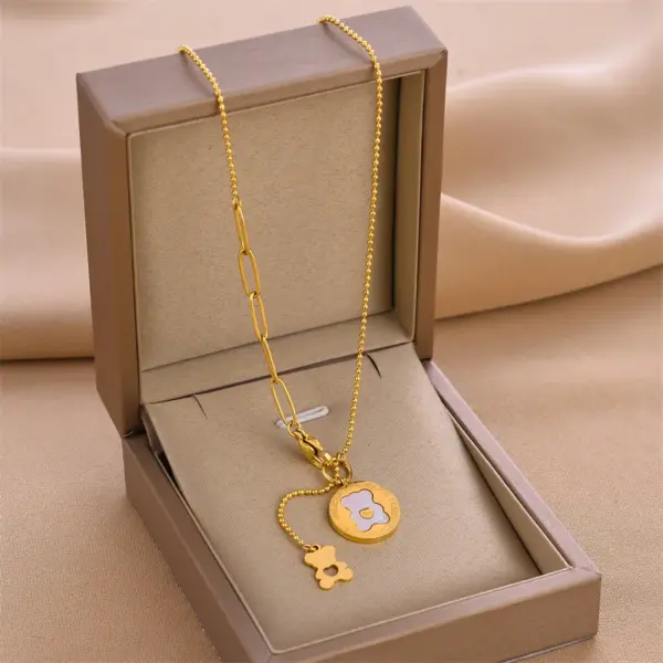 Wholesale Unisex Animal Necklace 18K Gold Plated 316 Stainless Steel PVD Coated With Acrylic Inlay And Cable Chain