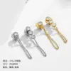 Wholesale Unisex Rectangle Earrings In 316 Stainless Steel With 14K Real Gold Plated PVD Coating And Zircon Inlay