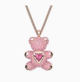 Smart pink bear necklace