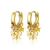 Wholesale Three-dimensional Star Earrings For Women In Golden Plated Copper With 0.01µm Electroplated Coating