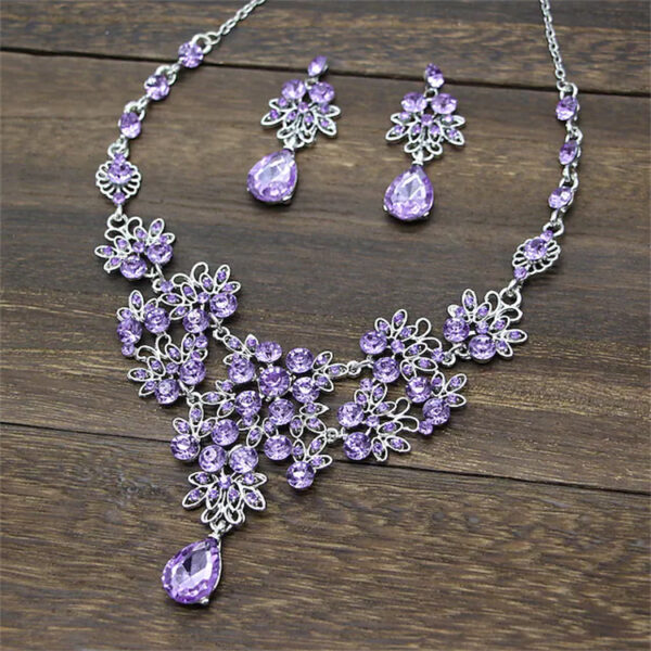 Wholesale Women Jewelry Set Earrings Jewelry Gold Plated Red/Blue/Purple Suitable for Party Wedding