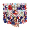 oly-53cc78f7ab247e906db06b2a19fe1d2d Wholesale Patriotic Independence Day Flag Bracelet Veterans Day Bracelet Geometric Imitation Pearl