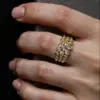 Wholesale Irregular Copper Ring For Women With Electroplated Gold Plating And Zircon Inlay, Available In Golden