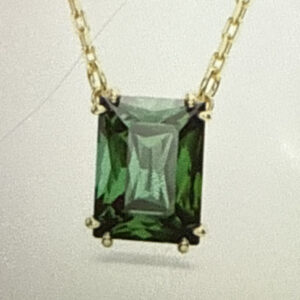 Green baguette diamond necklace