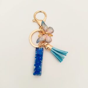 Blue letter keychain pendant/I
