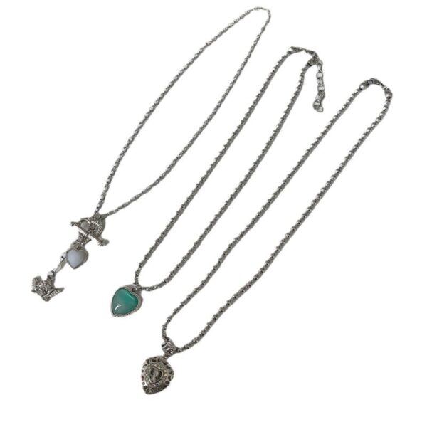 oly-53eb2be94a4eaccf46d0683698a4687c Wholesale Korean blogger with Angel jelly love hollow diamond heart necklace titanium steel fashionable clavicle chain for women