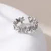 Wholesale Copper Flower Electroplating Zircon 18K Real Gold Plated Affordable Luxury Style Electroplating Petals Rings