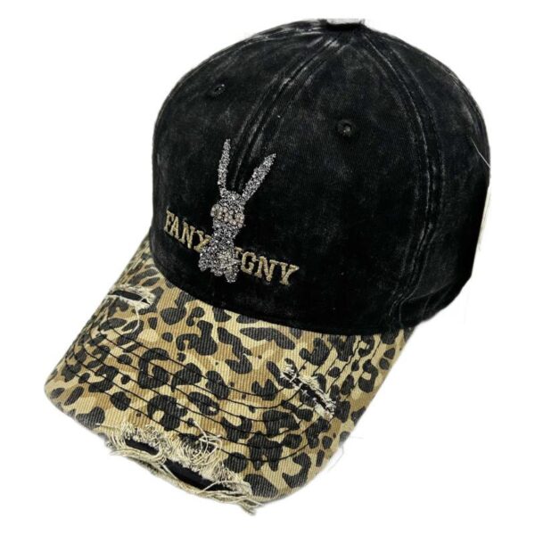 oly-540075c2b0ea83bb571ea7924343ee8d Wholesale Vintage Leopard Sweet Cool Rhinestone Letter Cap Women's Sanding Old Big Head Face Small Shade Baseball