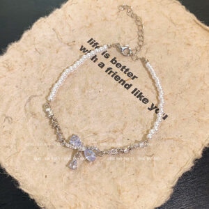 S649 silver-bowtie temperament pearl bracelet