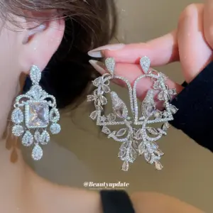 Wholesale Silver Bird Earrings For Women Featuring Copper With Zircon Inlay And 304 Stainless Steel Ear Pins