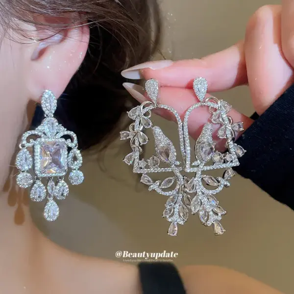 Wholesale Silver Bird Earrings For Women Featuring Copper With Zircon Inlay And 304 Stainless Steel Ear Pins