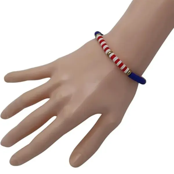 Wholesale Colorful Soft Clay Bracelet Independence Day Red White Blue Simple Versatile Stackable Women's Star Pattern Jewelry