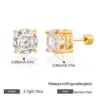 Wholesale 18K Real Gold Plated In Vacuum Plating Furnace 304 Stainless Steel Letter Zircon Earrings Simple Ear Jewelry Waterproof Non-Fading